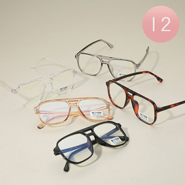 12PCS - Retro Frame Blue Light Blocking Reading Glasses