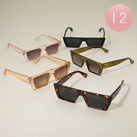 12PCS - Retro Rectangular Frame Wayfarer Sunglasses