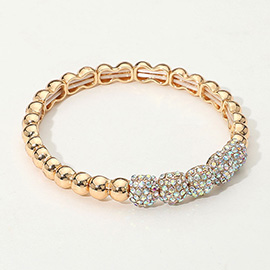Rhinestone Paved Dome Beaded Stretch Bracelet