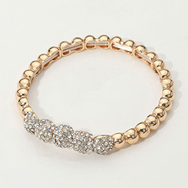 Rhinestone Paved Dome Beaded Stretch Bracelet