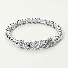 Rhinestone Paved Dome Beaded Stretch Bracelet