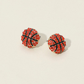 Rhinestone Basketball Stud Earrings