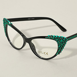 Bubbly Crystal Cat Eye Optical Glasses