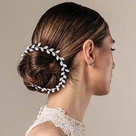 Rhinestone Paved Leaf Vine Bun Wrap Headpiece