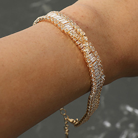 Baguette CZ Stone Embellished Evening Bracelet