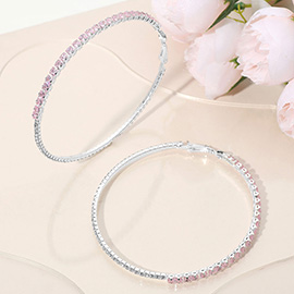 CZ Stone Paved Hoop Earrings