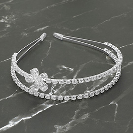 Floral CZ Stone Double Row Headband