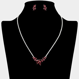 CZ Marquise Stone Cluster Pendant Pointed Rhinestone Paved Necklace