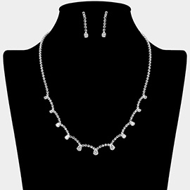 Teardrop CZ Stone Drop Rhinestone Necklace