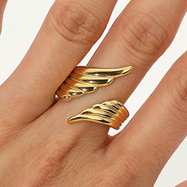 SECRET BOX_Stainless Steel Wing Wrap Adjustable Ring