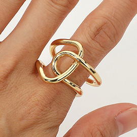 SECRET BOX_14K Gold Dipped Abstract Sculptural Open Adjustable Ring