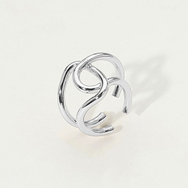 SECRET BOX_Sterling Silver Dipped Abstract Sculptural Open Adjustable Ring