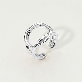 SECRET BOX_Sterling Silver Dipped Twisted Open Band Adjustable Ring