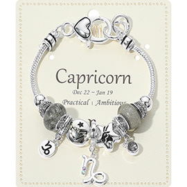 CARPICORN - Horoscope Symbol Zodiac Charm Beaded Bracelet