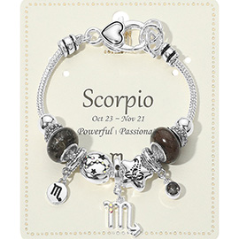 SCORPIO - Horoscope Symbol Zodiac Charm Beaded Bracelet