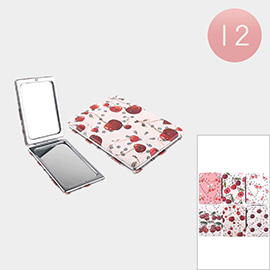 12PCS - Floral Pattern Printed Cosmetic Mirrors