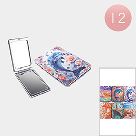 12PCS - Ocean Life Printed Cosmetic Mirrors