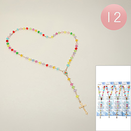 12PCS - Colorful Beaded Rosary Necklaces