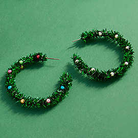 Christmas Tinsel Hoop Earrings
