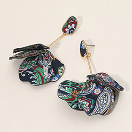 Boho Pattern Layered Petal Drop Earrings