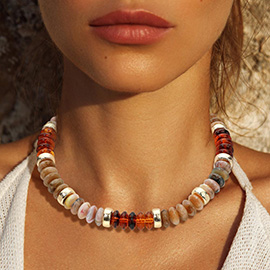 Chunky Resin Disc Beaded Necklace