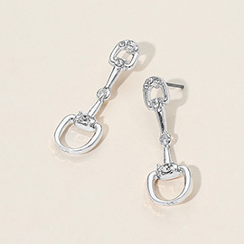 Rhinestone Paved Horsebit Drop Earrings