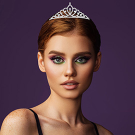 Round Stone Accent Rhinestone Paved Tiara