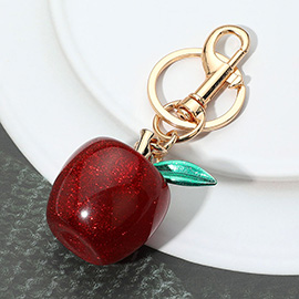 Glittered Apple Keychain / Bag Charm