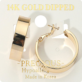 14K Gold Dipped Hypoallergenic Metal Hoop Earrings