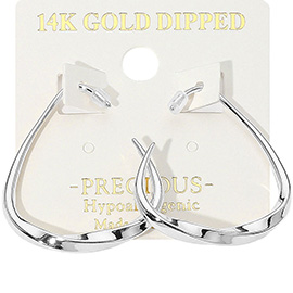 14K Gold Dipped Hypoallergenic Hammered Triangle Hoop Earrings