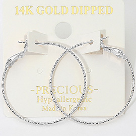 14K Gold Dipped Hypoallergenic Textured Skinny Hoop Earrings