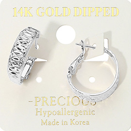 14K Gold Dipped Hypoallergenic Textured Hoop Earrings