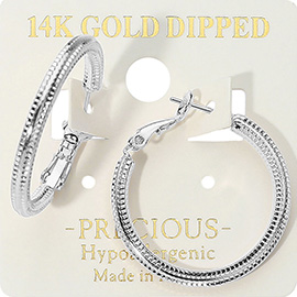 14K Gold Dipped Hypoallergenic Intricate Textured Hoop Earrings