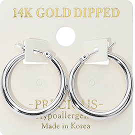 14K Gold Dipped Hypoallergenic Classic Round Pin Catch Hoop Earrings