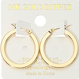 14K Gold Dipped Hypoallergenic Flat Pin Catch Hoop Earrings