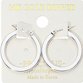 14K Gold Dipped Hypoallergenic Flat Pin Catch Hoop Earrings