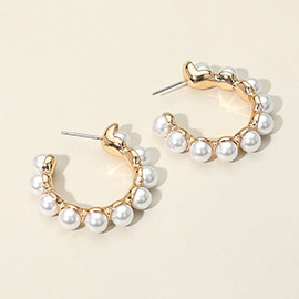 Pearl Studded Hoop Earrings