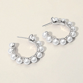 Pearl Studded Hoop Earrings