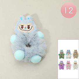 12PCS - Cute Fuzzy Character Plush Doll Hair Scrunchies