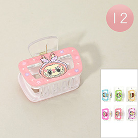 12PCS - Playful Monster Character Rectangle Hair Claw Clips