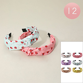 12PCS - Strawberry Pattern Knot Headbands