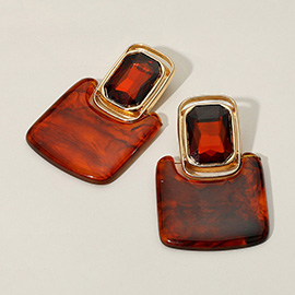 Bold Geometric Celluloid Acetate Square Earrings