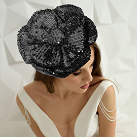 Sequin Flower Fascinator / Pin Brooch / Hair Band / Headband