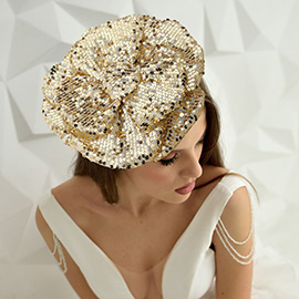 Sequin Flower Fascinator / Pin Brooch / Hair Band / Headband