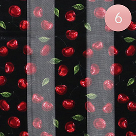 6PCS - Silk Feel Cherry Pattern Print Scarf