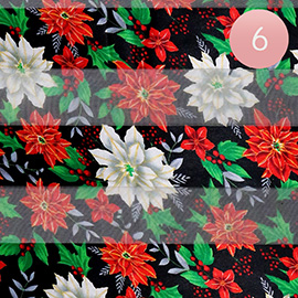 6PCS - Silk Feel Holiday Poinsettia Flower Pattern Print scarf