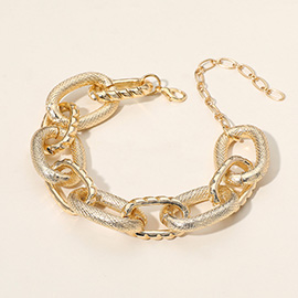 Chunky Textured Metal Link Chain Bracelet