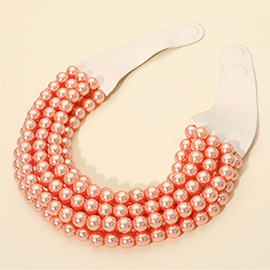 Multi Layered Pearl Beaded Collar Magnetic Necklace