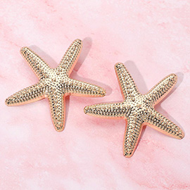 Bold Textured Metal Starfish Earrings