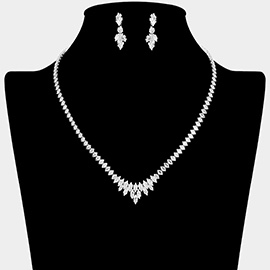 Marquise CZ Stone Cluster Necklace